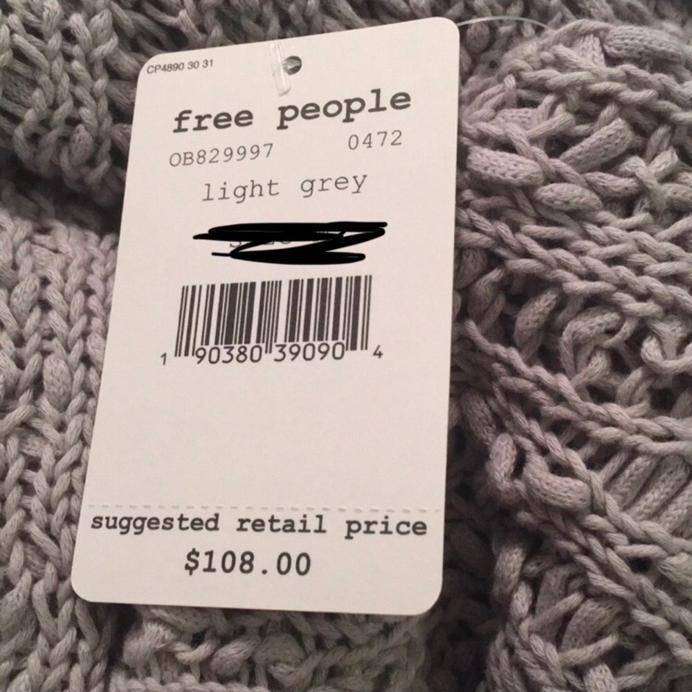 $108 FREE PEOPLE Beach Comber Oversized Gray Chunky Knit Soft Sweater Sz S Small - Picture 5 of 10